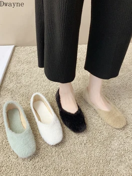 

Female winter wear 2019 new flat-bottom autumn and winter models net red single shoes lamb hair flat beanie lazy shoes