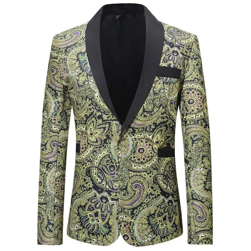 Marca nueva marea hombres moda impresin Блейзер diseo MS tamao cadera caliente casual masculino Delgado Fit chaqueta