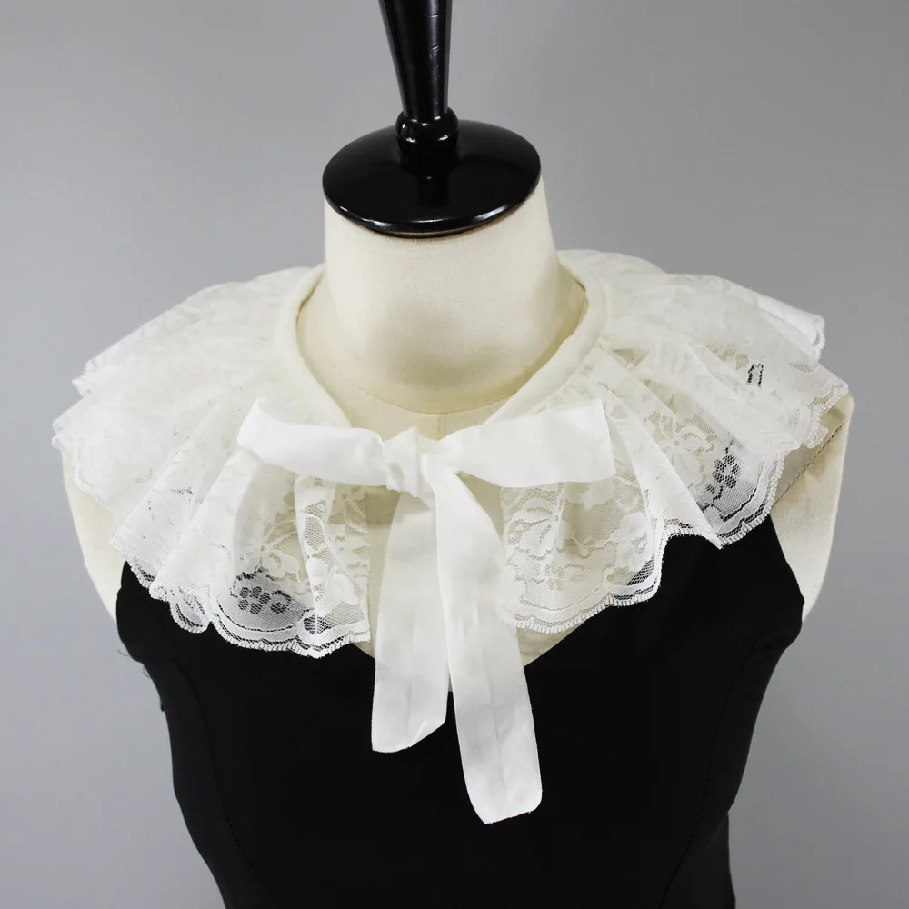 

White Lace Floral Fake Collars Women Necklace Choker False Collars for Half Shirt Blouse Dress Detachable Collar Neck Ruff Shawl