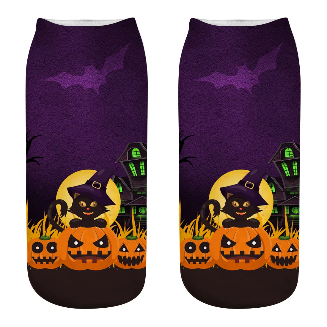 3D Halloween Pumpkin Witch Zombie Ghost Tomb Print Medium Sports Socks High Quality Unisex Casual Print Socks - Цвет: WSJ28