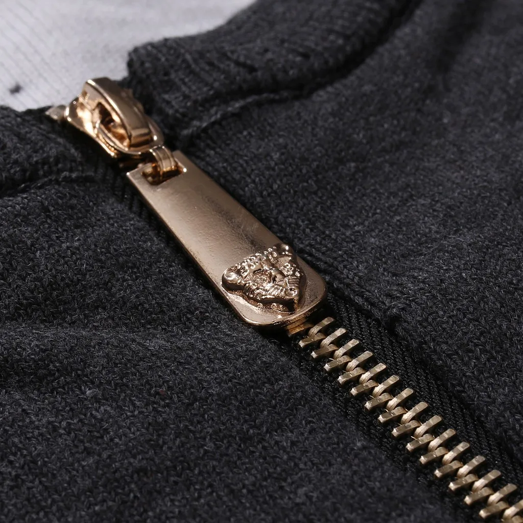 Men's Print Knitted Sweater Autumn Winter Warm zipper Vacation Vacation Funny Christmas Fake Hair Jumper Tops Clothing for male