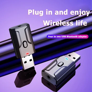 

New T-02 USB Bluetooth 5.0 Adapter Wireless Receive 3.5mm Jack Music Audio Transmitter 2 in1 Adapter for PC Computer TV Car