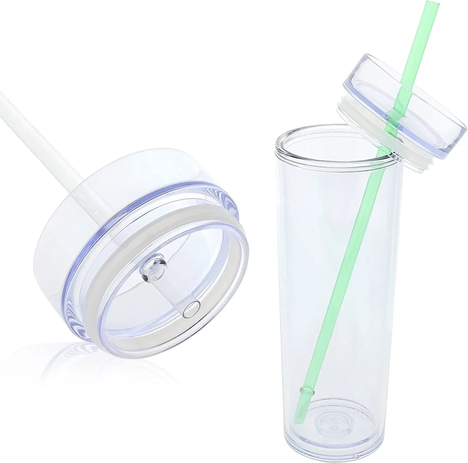 STRATA CUPS 12 Colored Skinny Clear Tumbler with Lids and Straws | 16oz  Double Wall Clear Acrylic Tu…See more STRATA CUPS 12 Colored Skinny Clear