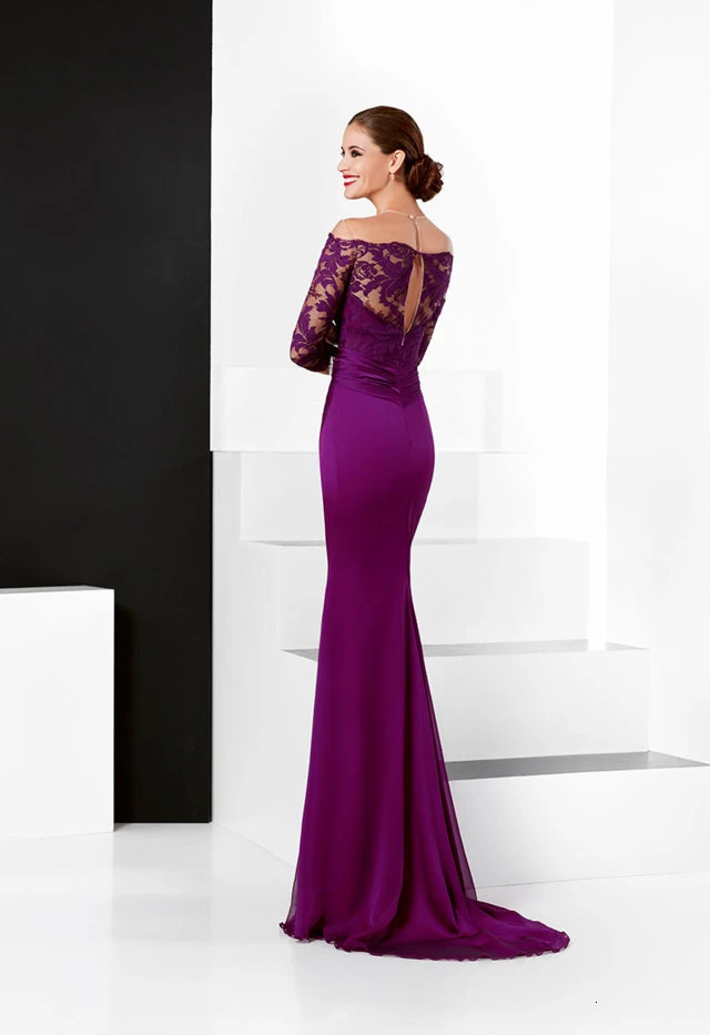 Vivian's Bridal винтажное фиолетовое длинное вечернее платье Русалка элегантное платье из шифона на молнии с круглым вырезом сзади