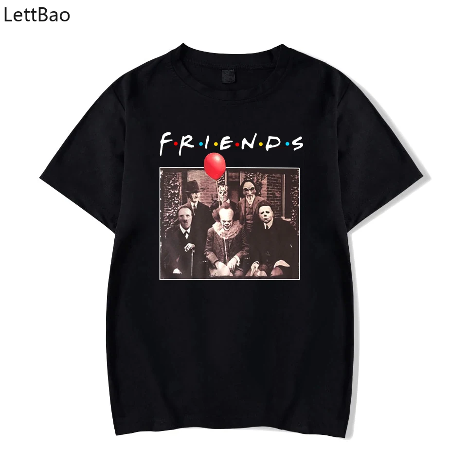 

LettBao Horror Friends 100% Cotton T Shirt Maniac Park Movie T-Shirt Halloween Horror Film Lovers TShirt Crewneck Soft Shirts