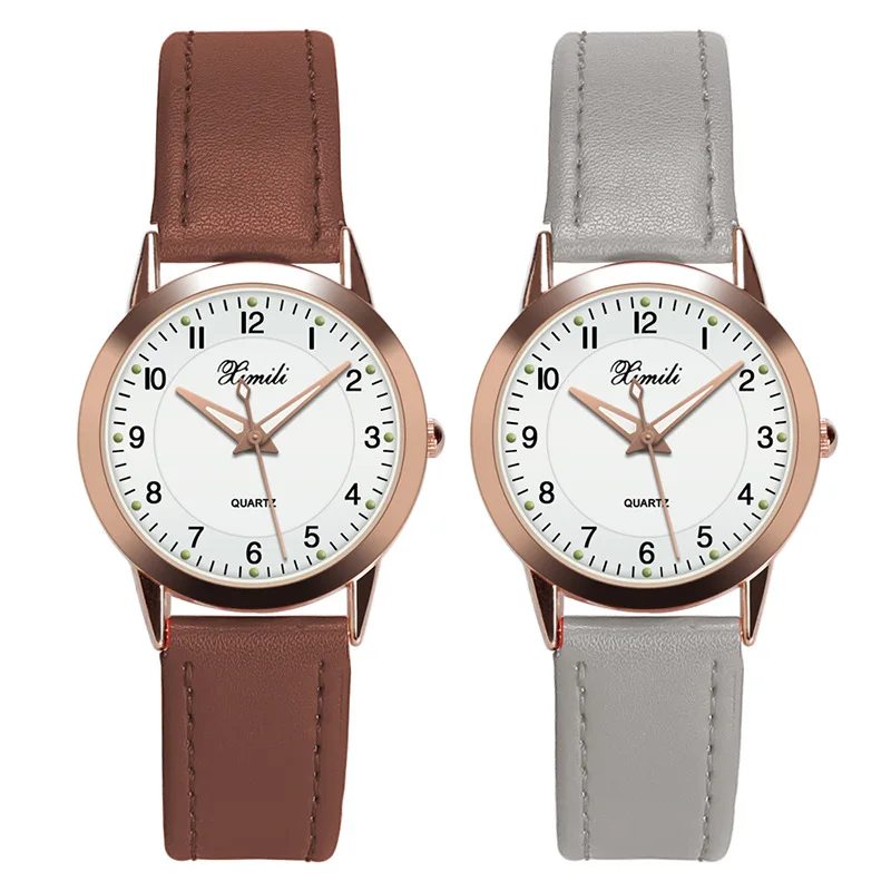 

Gift Shops to Fight a Lot of Hot Selling Watch Night Light 12 with Numbers Classic Belt Watch Students Girl'S BOY'S