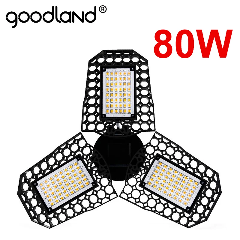 80W 60W 40W E27 LED Lamp 110V 220V LED Bulb Deformable High Power Smart Light For Warehouse Factory Garage Basement Gym