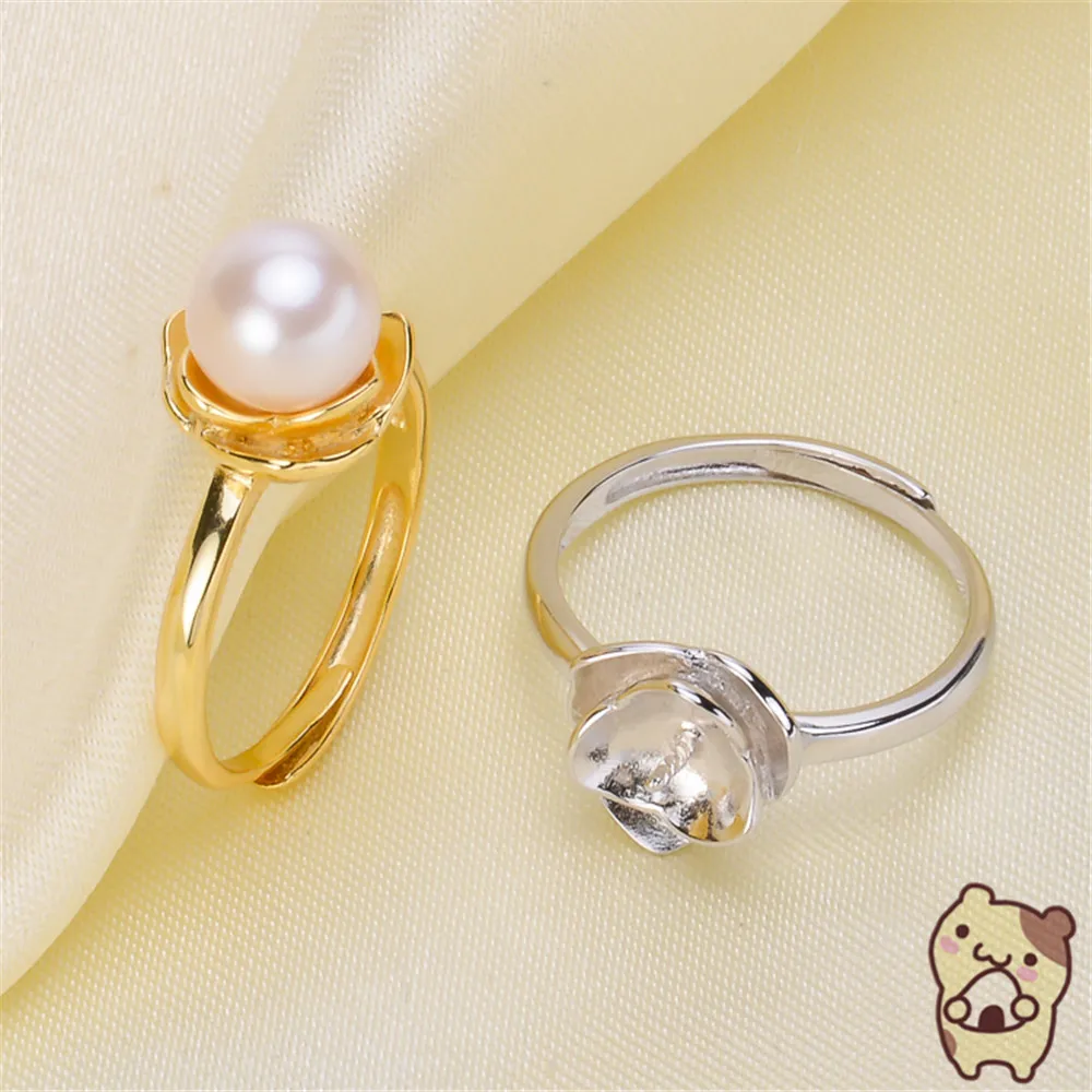 

Free Shipping Wholesale Silver Plated Pearl Ring Accessories Types Creative Ring for Women DIY Pearl jewelry Gifts 2019J005