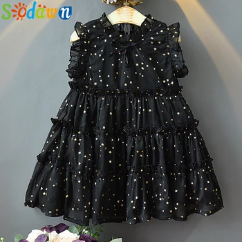 

Sodawn Girls Party Dress Sequin Princess Dress Mesh Girl Clothes Summer Sleeveless Fluffy Children Clothing