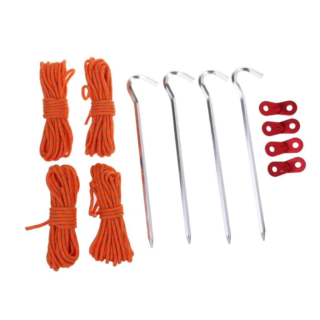 12Pcs Tent Accessories Kit - Tent Pegs/Cord Rope Fastener/Reflective Rope