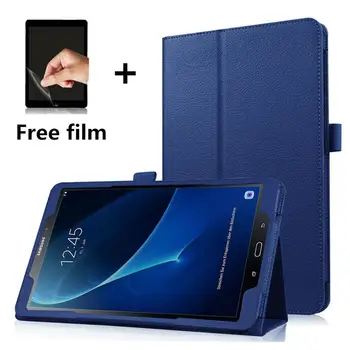 

Tablet Case for Samsung Galaxy Tab A A6 10.1 2016 T585 T580 SM-T580 T580N PU Leather Slim Folding Litchi Style Funda Cases+Film