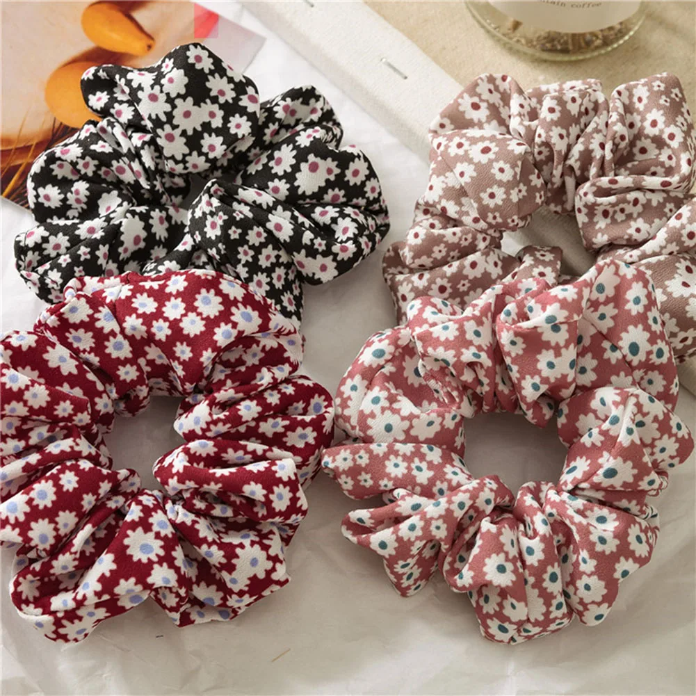 

2019 Girl Sweet Flowers Hair Rope Fashion Summer Girl Elastic Hair Srunchies Women Ponytail Holder Hair Rings Hair Accessories