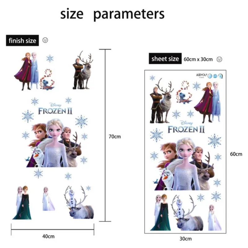 Description Picture 3 of itemMINISO Vivid Cartoon Frozen Wall Stickers For Kids Room Bedroom DIY Wall Decoration stickers 3D Anna Princess Movie Posters
