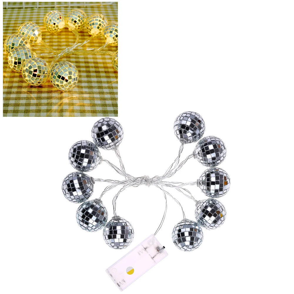 10LED Glass Patch Ball Plastic String Lights Shiny Lamp Sequin Decoration decorating your home new