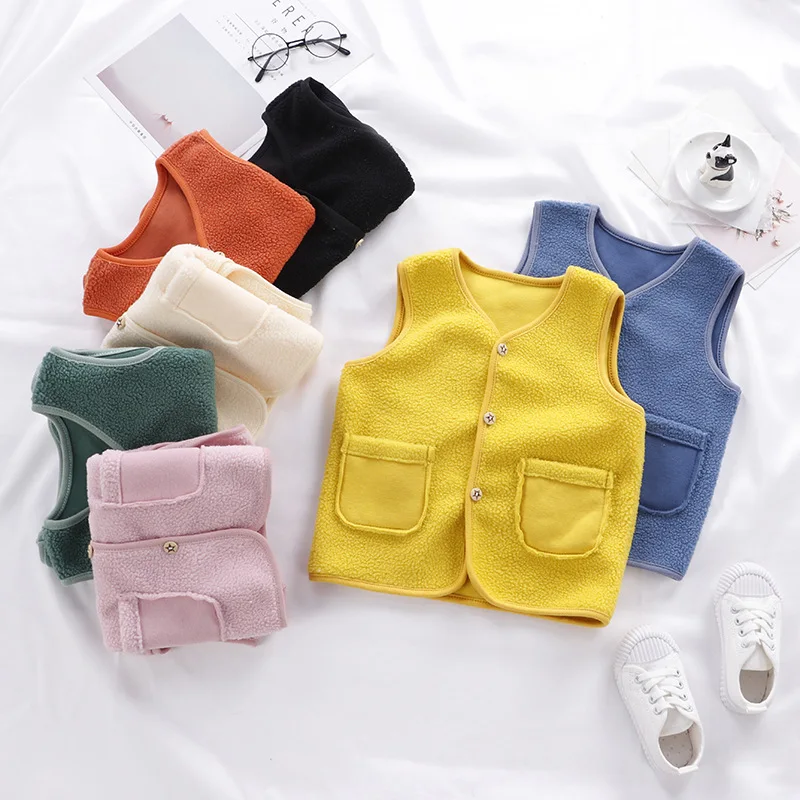 Fleece vests for girls vest boys toddler clothes kids waistcoat sleeveless jacket polar fleece warm winter baby outerwear 0-6T
