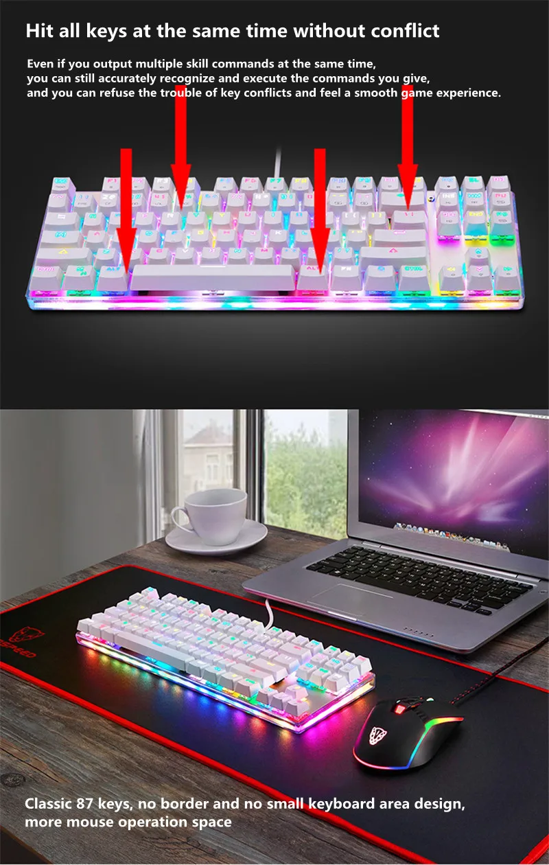 New Listing Full Color Rgb Backlit 87 Key Wired Real Mechanical Gaming Keyboard Metal Panel Usb Interface Girl Keyboard Keyboards Aliexpress