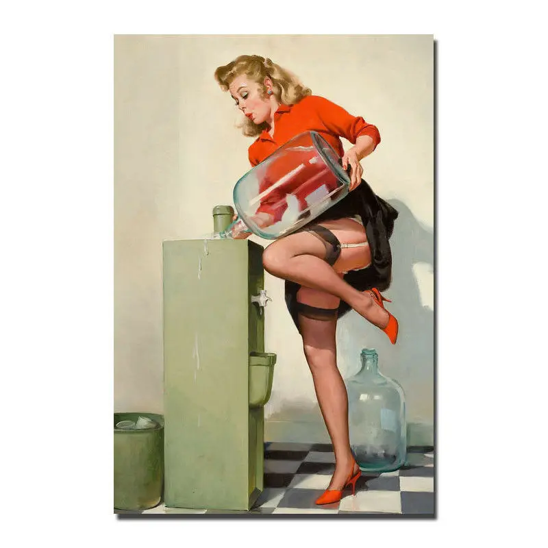 

Pinup Sexy Girl 9 Silk Fabric настенный художественный плакат Decor Sticker Bright
