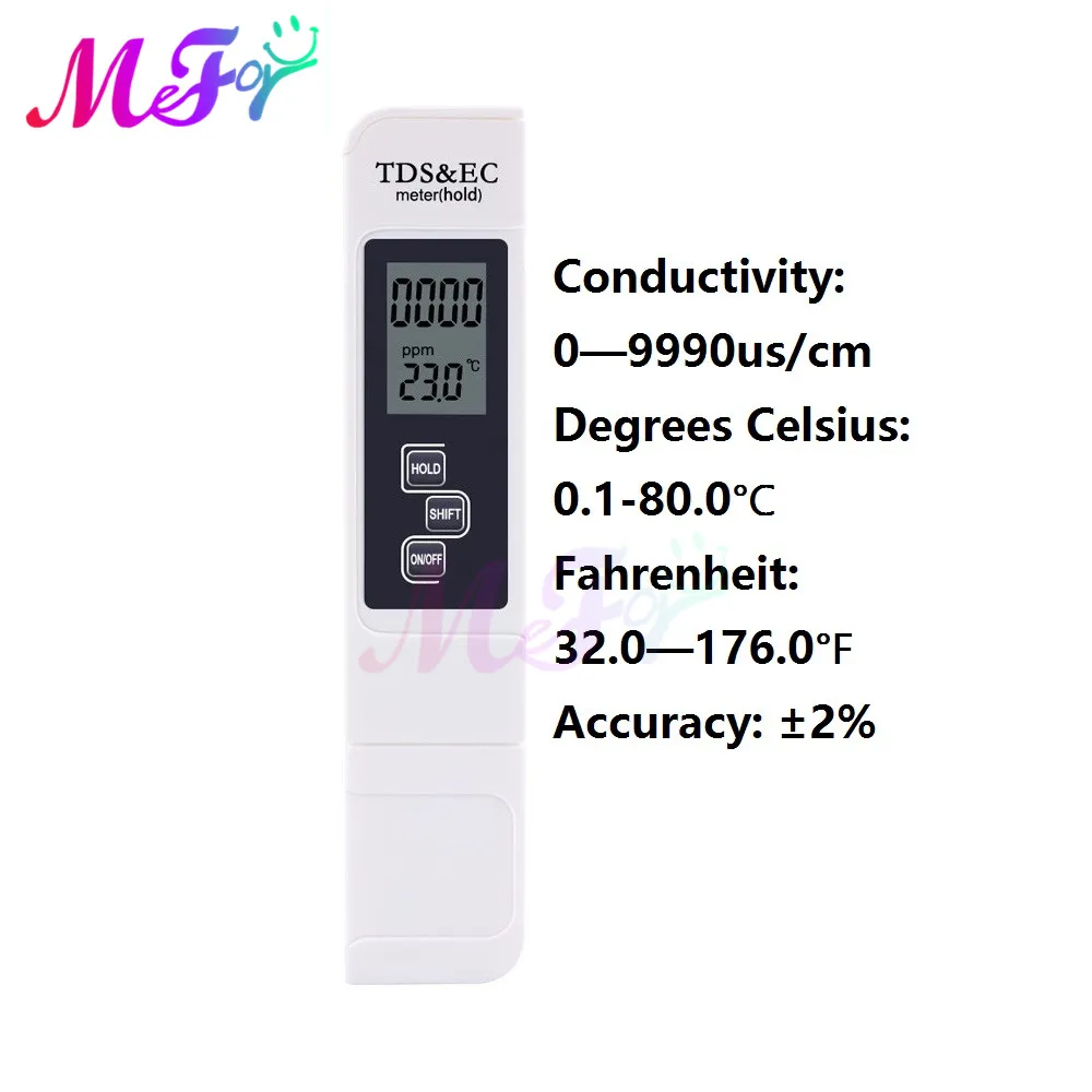 Medidor Digital de temperatura TDS EC, 3 en 1, LCD, bolígrafo, filtro de pureza de agua, 4 modos, probador de nivel de pluma de prueba de agua