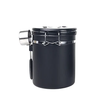 

Container One Way Sealing Coffee Canister Bottles Storage Kitchen With Spoon Beans Smell Proof Tea Sugar Stainless Steel
