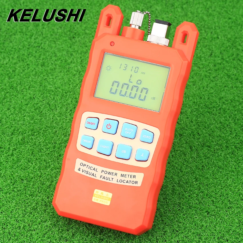 

KELUSHI All-IN-ONE Fiber Cable Tester 30mw Optical Power Meter -70 to +10dBm with Visual Fault Locator Fiber Power Meter Orange