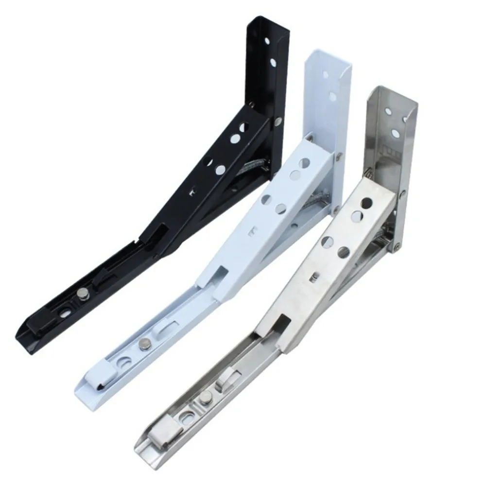 2x Folding Metal Shelf Bracket L Shape Thickened Corner Brace Shelf Right Angle Bracket DIY Wall Mounted Rack Plank Supporter