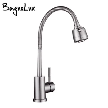 

Flexible Single lever Hole Mixer Cold and Hot Water Tap Stainless steel Brushed Sink On-board installation Kitchen Faucet