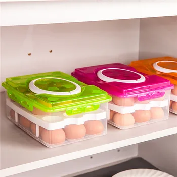 

24 Grid Egg Box Food Container Organizer Convenient Storage Boxes Bilayer Basket Crisper Kitchen Refrigerator Storage Tools
