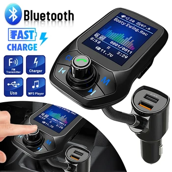 

Car MP3 Player Bluetooth Car Kit FM Transmitter Modulator With 1.8-Inch LED Screen MFB Auto Music Adapter QC 3.0 USB Charger
