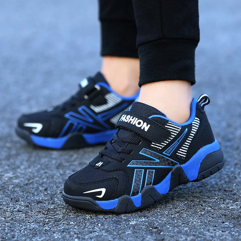 Fashion Kids Sport Shoes Boys Hook&loop Running Sneakers Breathable Mesh Casual Sneakers Children Walking Shoes 5-12 Years Kids Sneakers Sports Shoes Kids Sports Shoes Kids Shoes