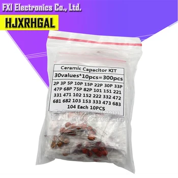 

300PCS=30 kinds Ceramic capacitor 2PF-0.1UF component diy samples kit new and original