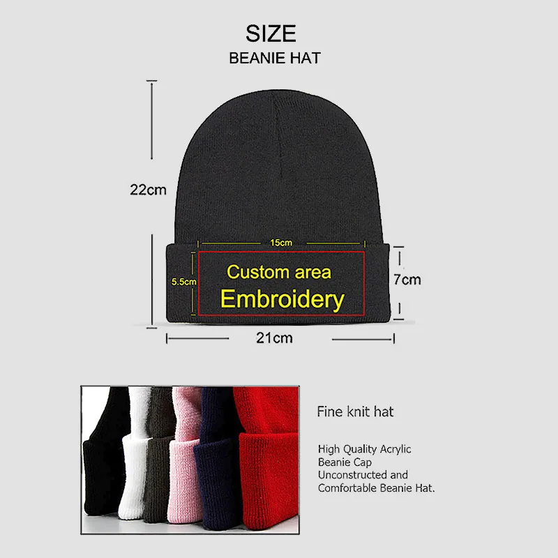 Индивидуальные вышитые логотип текст на заказ зимние шапочки модная теплая шапка унисекс эластичность трикотажные лыжные шапочки Прямая поставка