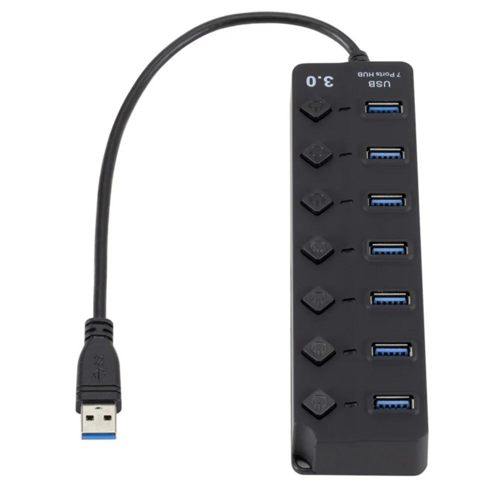 Аксессуары с кнопкой включения выключения 3,0 usb-хаб ноутбук высокоскоростной ПК 7 порт 5 Гбит/с планшет передача данных адаптер питания Универсальный