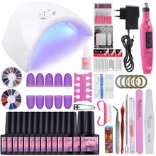 ネイルアートセット 36 ワット UV Led ランプ乾燥機 6/10/12 カラージェルネイルポリッシュセットキットネイルツールゲルワニスマニキュアツールキット(China)