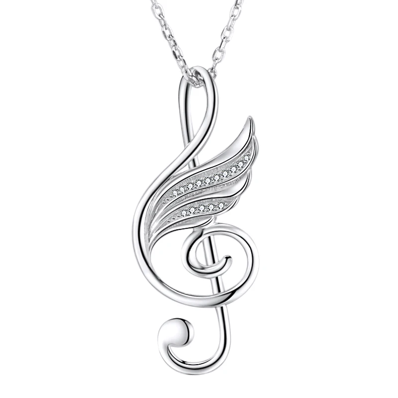 Xiaojing New Design Romantic Clear Zircon Music Note Pendant Chains Necklace Fashion Jewelry for Women Party Gifts Free Ship | Украшения и