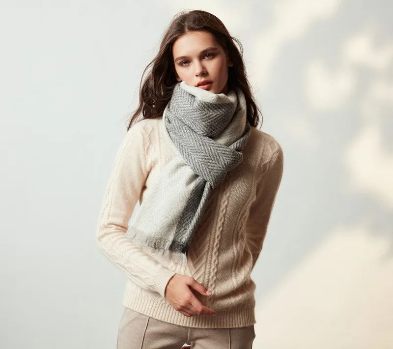 Зимний Мягкий Теплый Шерстяной палантин брендовый шарф дизайнерский кашемировый шарф женский модный шаль в елочку для дам шарфы обертывания