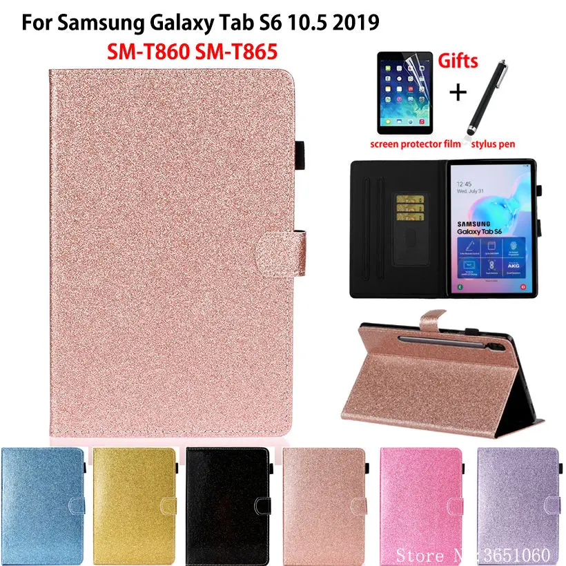 Блестящий чехол для Samsung Galaxy Tab S6 10,5 SM-T860 SM-T865 T860 10," чехол Funda Планшет Флип Стенд оболочка+ подарок