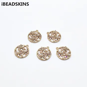 

New arrival! 20x18mm 30pcs Copper/Cubic Zirconia Round Charm for hand Made Earrings parts DIY/ Jewelry Findings & Components