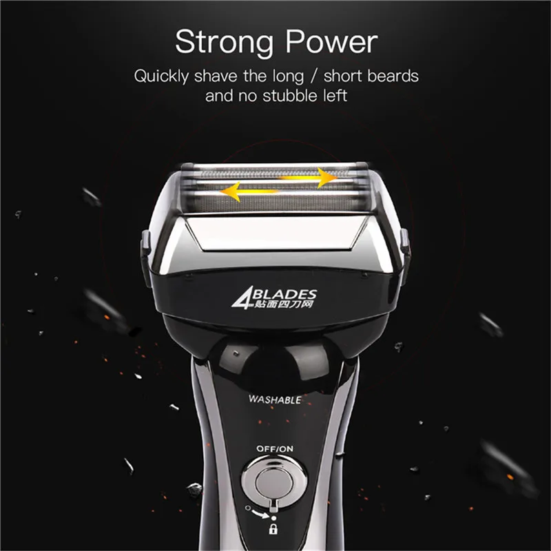 4 Blade Electric Shaver Waterproof Reciprocating Shaver Razor Cordless Facial Hair Beard Remover LCD Display Travel Shavers 40