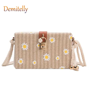 

Fashion Mori Ladies Handbags New Straw Woven Small Daisy One Shoulder Messenger Bag Woven Shoulder Strap Women's Tote Bag Wallet