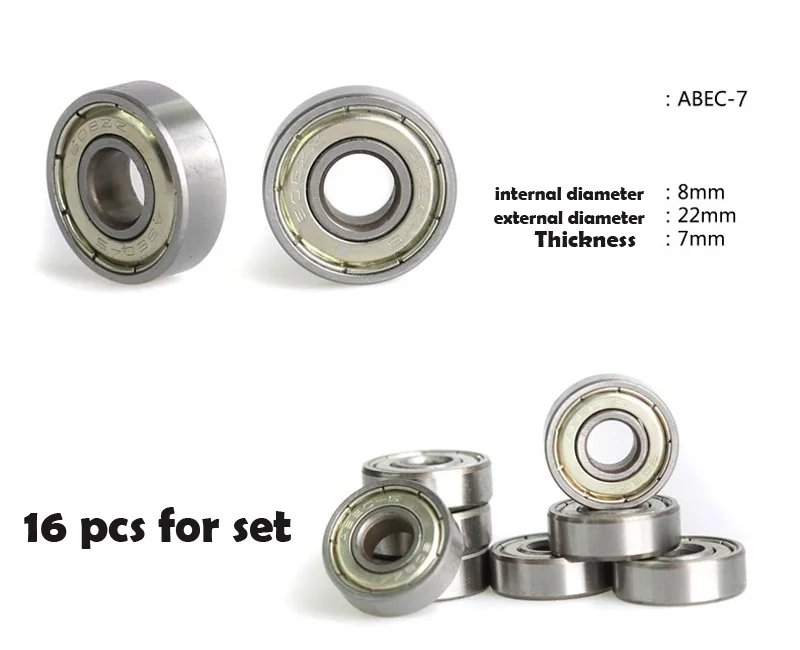 16pcs/set ABEC-7 Miniature Ball Radial Ball Bearings For Roller Skate Shoes Accessories 608zz
