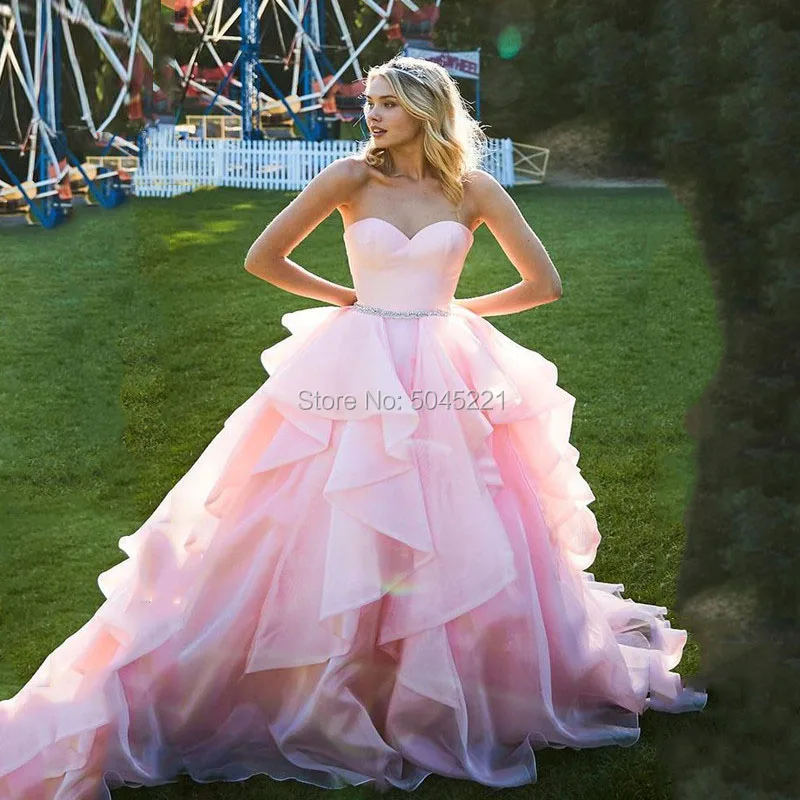 pink strapless ball gown