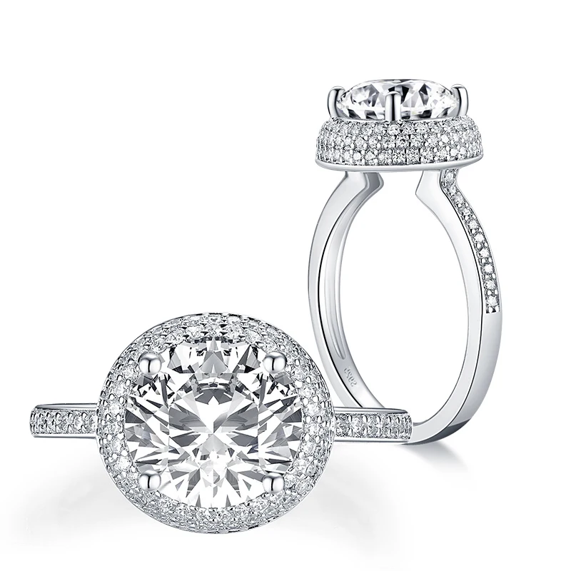 925 Серебряное кольцо Круглый 9 0 мм белый кубический искусственная Diamond обещание
