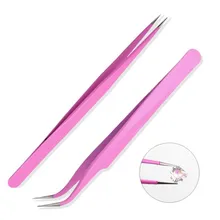 

2022NEW 2pcs/Set Stainless Steel Eyelash Extension Tweezers Curved Straight Lashes Tweezer Non-magnetic Eyelashes Nail Makeup