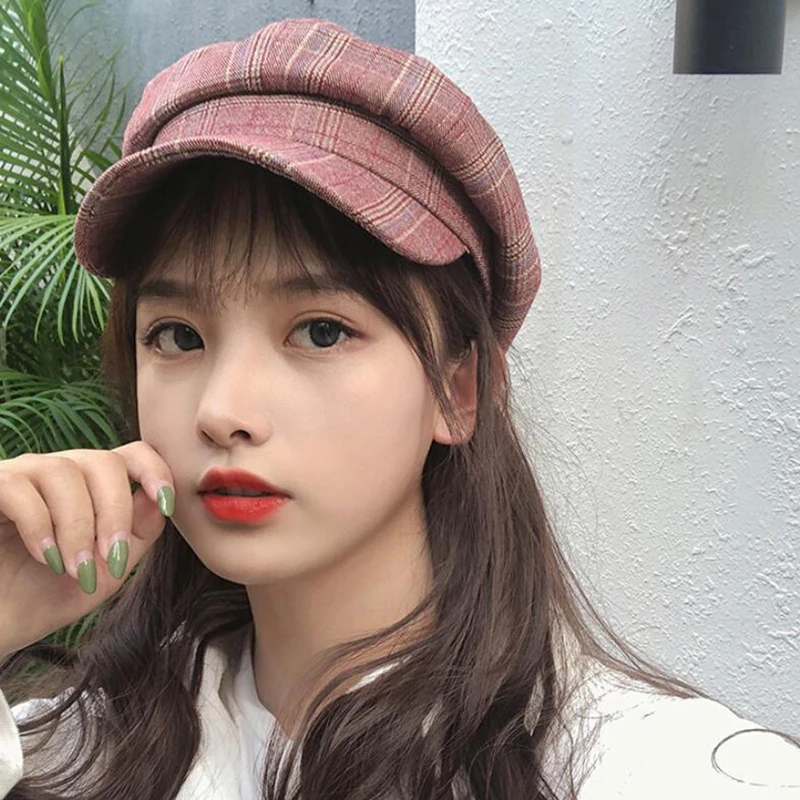 Winter Warm faux Wool Beret Women Girls French Artist Beanie Hat Cap red black purple beige orange Kawaii Flat Top caps warmers Wool Hat