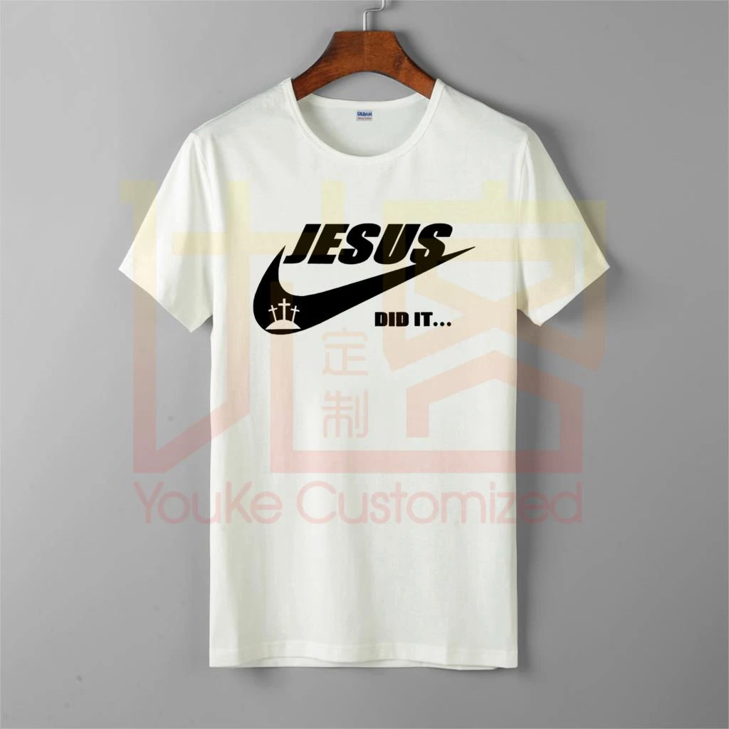 Jesús lo Just Do It Navidad regalo marca de los hombres Camiseta cuello redondo 100% personalizado impreso camiseta camisetas| | - AliExpress