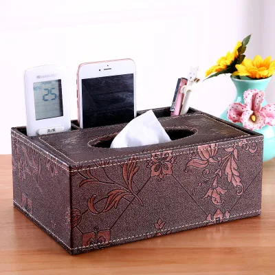 Европейский Креативный многоцелевой тканевый ящик для дома, гостиной, Настольный ящик для хранения пультов дистанционного управления, кожаная бумажная коробка, коробка для салфеток - Цвет: 7