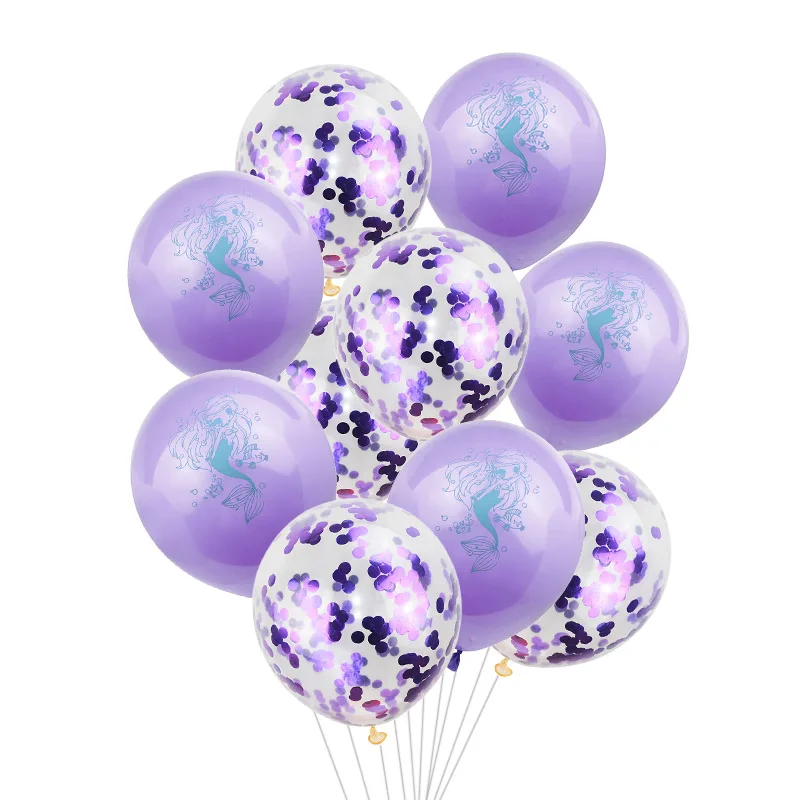 10 шт. 12 дюймов маленькая Русалка воздушные шары для дня рождения конфетти для воздушного шара латексный воздушный шар для детей день рождения Свадебные украшения