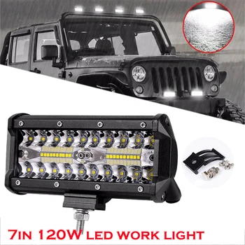

1PCS 120W 7" 9-32V Led Work Light Bar Combo Offroad Driving Lamp Atv Ute Suv 4WD Boat Pickup 6000K
