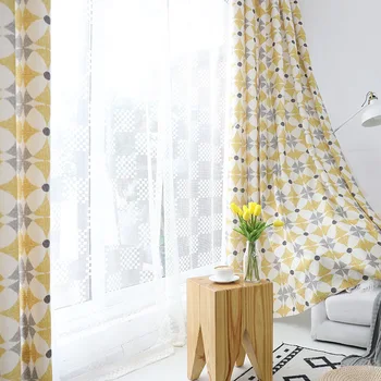 

Modern Simple American Cotton and Linen Printed Fabric Window Curtain Suitable for Bedroom Kitchen Living Room