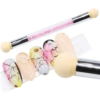 

Double-Head Sponge Gradient Nail Art Brush Rhinestone Handle Drawing Smudge Dotting Sponge Acrylic UV Gel Painting Manicure Pen